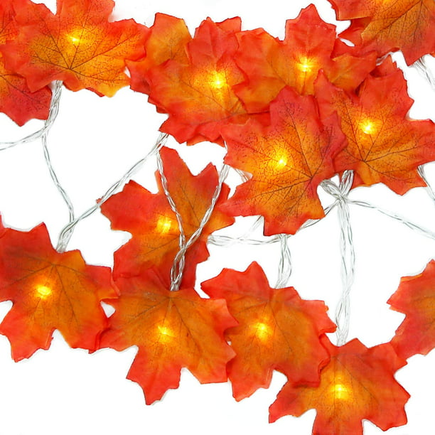 Fall Maple Leaf String Lights 9.8 Ft 20 LED 3AA Battery  Fall Leaves Fairy Light 